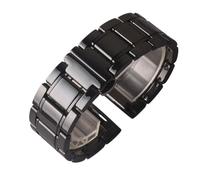 NVYRFS Keramik-Armband Schwarz mit gold-rotem Uhrenarmband 20 mm 21 mm 22 mm 23 mm 24 mm for Damen- und Herrenarmbanduhren mit Schnellverschluss(Black,22mm)