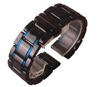 NVYRFS Keramik-Armband Schwarz mit gold-rotem Uhrenarmband 20 mm 21 mm 22 mm 23 mm 24 mm for Damen- und Herrenarmbanduhren mit Schnellverschluss(Black Blue,24mm)