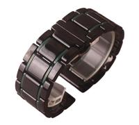 NVYRFS Keramik-Armband Schwarz mit gold-rotem Uhrenarmband 20 mm 21 mm 22 mm 23 mm 24 mm for Damen- und Herrenarmbanduhren mit Schnellverschluss(Black green,20mm)