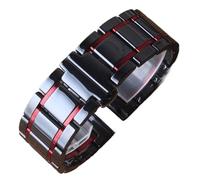 NVYRFS Keramik-Armband Schwarz mit gold-rotem Uhrenarmband 20 mm 21 mm 22 mm 23 mm 24 mm for Damen- und Herrenarmbanduhren mit Schnellverschluss(Black red,20mm)
