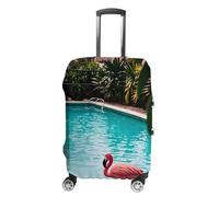 NWTRJ Reisegepäckhülle mit Flamingo- und Schwimmbad-Motiv, elastisch, waschbar, staubdicht, kratzfest, passend für 48,3 - 81,3 cm große Gepäckstücke, Stil:, L
