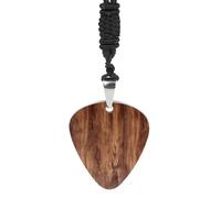 NWTRK Gitarre Plektrum Halskette Edelstahl Gitarre Plektrum Halter Halskette Gitarre Anhänger Dekoration für Frauen Männer Musikliebhaber Geschenk, braune Holzmaserung, Einheitsgröße, Titanstahl, kein