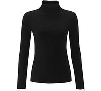 NY Deluxe Edition Geripptes Stretch-Poloshirt für Damen, Rollkragenpullover, Größe S/M, M/L, Schwarz , 48-50 Plus