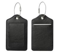 NY NEYYOS - 2 Stück Kofferanhänger, wasserdichte Gepäckanhänger aus PU Leder für Reisetasche, Koffer, Handgepäck, Tasche; Kofferschilder, Namenschild, Adressschild, Reisezubehör, Luggage Tags Urlaub