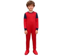 Nyeemya Adaptive Kleidung Kinder Jungen Ganzkörper Strampler Langarm Spielanzug Patchwork Overall Jumpsuit Casual Mit Fuß Für Besonderen Bedürfnissen Rot 170