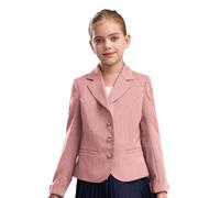 Nyeemya Blazer Mädchen Anzugjacke Kinder Schmal Geschnittener Anzug Einfarbig Jacke Slim Fit Mode Revers Langarm Sakko Hochzeit Mit Tasche Rosa 134-140