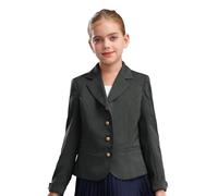 Nyeemya Blazer Mädchen Anzugjacke Kinder Schmal Geschnittener Anzug Einfarbig Jacke Slim Fit Mode Revers Langarm Sakko Hochzeit Mit Tasche Grau 158-164