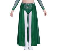 Nyeemya Lyrischer Rock Mädchen Strass Glitzer Ballettrock A Linien Tanzrock Chiffon Maxirock Wettbewerb Performance Bekleidung Grün 134-140