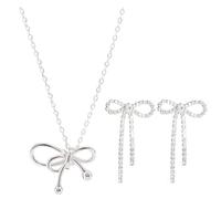 NYGGTYK 1 Paar Bogenohrringe Und 1 Stück Bugkette, Diamantohrringe, Elees Schmuck, Einfacher Und Vielseitiger Schmuck