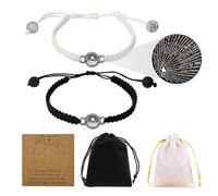 NYGGTYK 1 Paar Paararmbänder, 2 Aufbewahrungstaschen, passende Armbänder, Fernliebesarmbänder, Partnerarmbänder, personalisierte Paararmbänder in Schwarz und Weiß, geeignet zum Verschenken