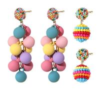 NYGGTYK 1 Paar Trauben Studs Und 1 Paar Bayberry -Ball -Bolzen, Farbenfrohe Ohrringe, Modische Persönlichkeitsstifts, Kreative Stollen, Kleidungszubehör