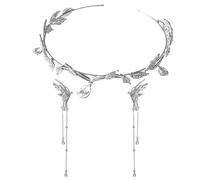 NYGGTYK 1 Stück Hochzeits-Tiara Mit 1 Paar Schmetterlings-Ohrclips, Kristall-Stirnband, Strass-Blatt-Stirnband, Karnevals-Tiara Für Frauen, Modeschmuck-Zubehör, Brautkronen-Stirnband