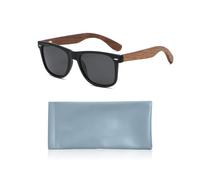 NYGGTYK 1 Stück Schwarze Brille Und 1 Stück Blaue Brillentasche, Retro-Sonnenbrille Aus Holz, Ski-Sonnenbrille Für Herren, Modische Polar-Sonnenbrille Zum Angeln