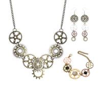 NYGGTYK 1 -Stück -Zahnradkette, 1 Paar Zahnradohrringe Und 1 Gangarmband, Retro -Schmuck, Kreativer Persönlichkeit Schmuck, Punk -Stilschmuck