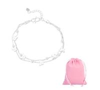 NYGGTYK 1 Stücke Doppelschichtiges Schmetterlingsarmband, 1 Stücke Aufbewahrungstasche, Schmetterlingsarmband, Silbernes Armband, Exquisiter Schmuck, Geeignet Für Paare Und Gute Freunde