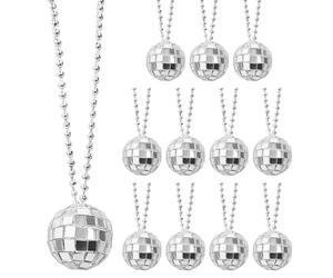NYGGTYK 12 Stück Discokugel-Halskette, Kugel-Halskette, 70/80/90er-Jahre-Halskette, Disco-Kugel-Halskette-Anhänger, Disco-Kugel-Schmuck, Disco-Kugel-Zubehör, Geeignet Für Disco-Kugeln, Partys
