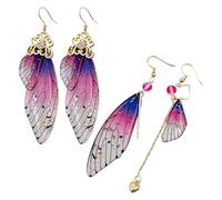 NYGGTYK 2 Paar Butterfly -Flügelohrringe, Kreative Anhängerohrringe, Asymmetrische Harzohrringe, Modische Ohrringe Von Frauen, Neuartige Und Exquisite Schmuckset.