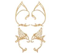 NYGGTYK 2 Paar Goldene Elf-Ohrringe, Personalisierte Metallohrringe, Einfache Und Modische Ohrringe Für Frauen, Rollenspiel-Ohrclips, Kleidungszubehör