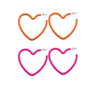 2 Paar herzförmige Ohrringe, rosa Ohrringe, Neon-Ohrringe, Acryl-Ohrringe, Retro-Ohrringe in Herzform, Liebesohrringe, Neon-Ohrring-Anhänger, rosa personalisierte Ohrringe (Rosenrot, Orange)