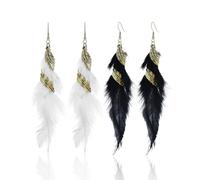 NYGGTYK 2 Paare Von Ohrringen Mit Federlegierung, Kreative Ohrringe, Lange Anhängerohrringe, Modische Persönlichkeitsohrringe, Retro -Ohrringe
