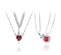 NYGGTYK 2 Sätze Herzförmiger Schwertförmiger Halsketten, Kreative Design-Halsketten, Retro-Halsketten, Geschenkketten, Paarketten.