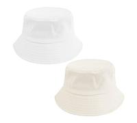 NYGGTYK 2 Stück Faltbare Fischerhüte, Sommersonnenhüte, Einfache Einfarbige Sonnenhüte, Modische Und Vielseitige Sonnenschutzhüte, Geeignet Zum Angeln, Wandern Und Camping (Weiß, Khaki)