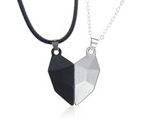 NYGGTYK 2 Stück Geometrische Herz-Anhänger, Romantische Paar-Halskette, Magnetische Herz-Halskette, Geschenk Für Ihren Partner, Geburtstag, Valentinstag, Jahrestag, Flitterwochen-Geschenk