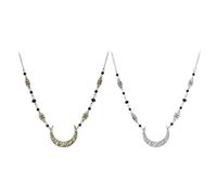 NYGGTYK 2 Stück Halbmond-Stirnband, Mondmuster-Stirnband, Schwarzer Kristall-Kopfschmuck, Retro-Elfen-Kopfbedeckung, Wahrsager-Schmuck, Mittelalterlicher Damenschmuck (Bronze, Silber)