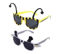 NYGGTYK 2 Stück Sonnenbrillen, Bienenkuhgläser, Kreative Schießrequisiten, Interessante Brillen, Tierbrillen, Universelle Männer Und Frauen, Lustige Geburtstagsbrillen