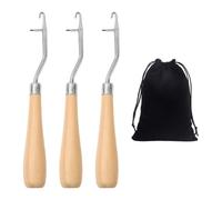 NYGGTYK 3 Stücke Häkeln Und 1-Stück-Samtbeutel, Holzgriff Häkel