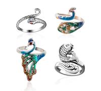 NYGGTYK 4 Stück Häkelreifen, Strick-Häkelreifen, Häkel-Ringfinger, DIY-Strickwerkzeuge, Häkel-Finger-Spannringe, verstellbare Strickringe, Handhäkeln