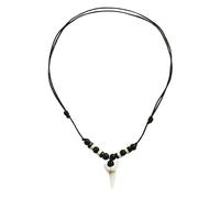 NYGGTYK 1 Stück Haifischzahn-Halskette, Surfer-Halskette, Halskette Mit Holzperlen, Modischer Vintage-Anhänger, Herren-Charm-Halskette, Lässiger Stilschmuck