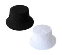 NYGGTYK Schwarz-Weiße Fischerhüte, 2 Stück, Unisex, Sommer, Bucket Hat, Schwarz, Weiß