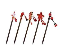 NYGGTYK Set mit 5 Retro-Haarnadeln aus Holz, Retro-Haarnadeln, Haarstäbchen, klassischen Haarstäbchen, Schmuckquasten, chinesischer und japanischer Stil, Auswahl an Haaraccessoires für Damen