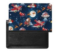 NYKVTG Reisepasshülle Weihnachtsmann Und Elch Reisepass Schutzhülle Geldbörsen Für Kreditkarten Ausweis Reisedokumente