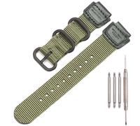 Nylon Armband Kompatibel mit Casio W735H AQS810 AEQ110BW AE1200WH W800HG A158WA Heavy Duty Metall Ring Uhrenarmband 18mm Ersatz Drahtband (MilitaryGreen Black Buckle)