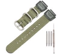 Nylon Armband Kompatibel mit Casio W735H AQS810 AEQ110BW AE1200WH W800HG A158WA Heavy Duty Metall Ring Uhrenarmband 18mm Ersatz Drahtband (MilitaryGreen Steel Buckle)