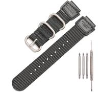 Nylon Armband Kompatibel mit Casio W735H AQS810 AEQ110BW AE1200WH W800HG A158WA Heavy Duty Metall Ring Uhrenarmband 18mm Ersatz Drahtband (Black steel buckle)