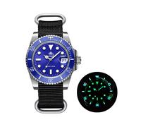 (Nylon blau)Addies Dive Herren Hochwertige Uhr 200m wasserdicht Quarzuhr Keramik Lünette Kalender