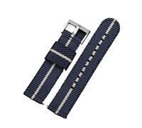 Nylon-Canvas-Uhrenarmband, 20 mm, 22, geripptes Armband for Seiko, kompatibel mit Citizen Sports, gewebtes Stoff-Ersatzarmband(Dark Blue Beige,22mm)