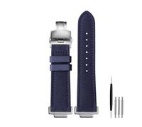 Nylon & Kuhleder Uhrenarmband, Kompatibel Mit Casio G-Shock GA110 GA100 GA400 GA700 GBA-800 DW5600 G5600 GW5610, 16mm Ersatzarmband(Blue silver folding)