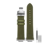 Nylon & Kuhleder Uhrenarmband, Kompatibel Mit Casio G-Shock GA110 GA100 GA400 GA700 GBA-800 DW5600 G5600 GW5610, 16mm Ersatzarmband(Green silver folding)
