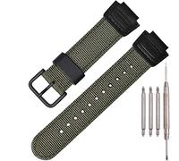 Nylon Leder Uhrenarmband kompatibel mit Casio 16mm Serie DW5900 5600 6900 MCW100 AWGM100 GA100 110 GLS-100 Herrenuhr Ersatzband (Armygreen BBuckle)