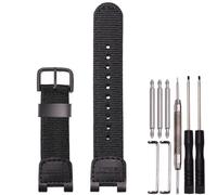 Nylon-Uhrenarmband, kompatibel mit Casio SGW-100 SGW-200 GW-3000B GW-3500B, Ersatz für Pathfinder PAS410 Band 24 mm Herren-Lederarmband, Schwarz