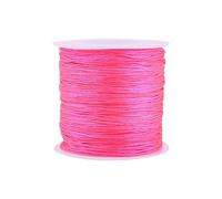 Nylonschnur, Haofy 100m x 0,8mm Nylon Schnurkabel Perlenstring, Makramee Faden Kabel für DIY Handwerk Machen Armbänder/Halskette/Rattail, Nylonfaden Satinschnur für Schmuckherstellung, Leuchtend Rosa