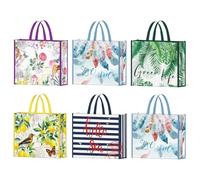 NymphFable 6 Pack Einkaufstaschen Wiederverwendbare Lebensmittel Tragetaschen 50lbs Recycling Vliestaschen-6 Stile