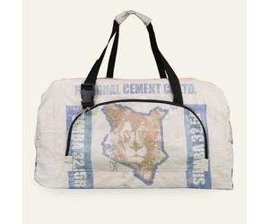Nyuzi Blackwhite Upcycling Weekender | Sporttasche mit Rucksackfunktion recycelt aus Zementsäcken - fairtrade blau simba cement L