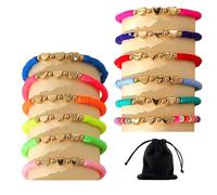 NyxSeat 12 Stück Herzförmige Armbänder, 1 Stück Aufbewahrungstasche, Mädchenarmbänder, Mädchen-Freundschaftsarmbänder, Bunte Kinderarmbänder, Verstellbare Armbänder für Damen und Mädchen