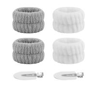 NyxSeat 2 Paar Armbänder mit 2 Haarnadeln, Spa-Armbänder, Gesichtswasch-Armbänder, wasserabsorbierende Gesichtswasch-Armbänder, geeignet für Mädchen zum Schminken und Gesichtswaschen.