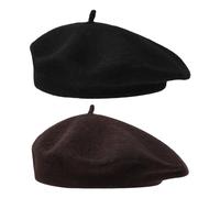NyxSeat 2 Stück Baskenmützen, Damen-Baskenmützen, Einfarbige Damen-Wintermützen, Kuppelmalermützen, Modische Kopfbedeckung, Geeignet Für Versammlungen, Partys, Alltagskleidung (56-58 cm)